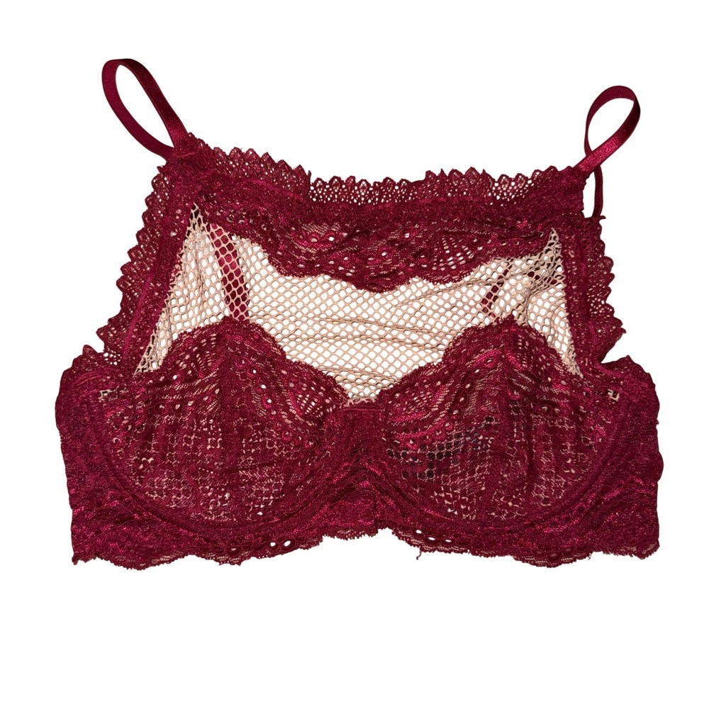 Fredericks of Hollywood x Sugar Fox Bralette Crimson Red 34C
